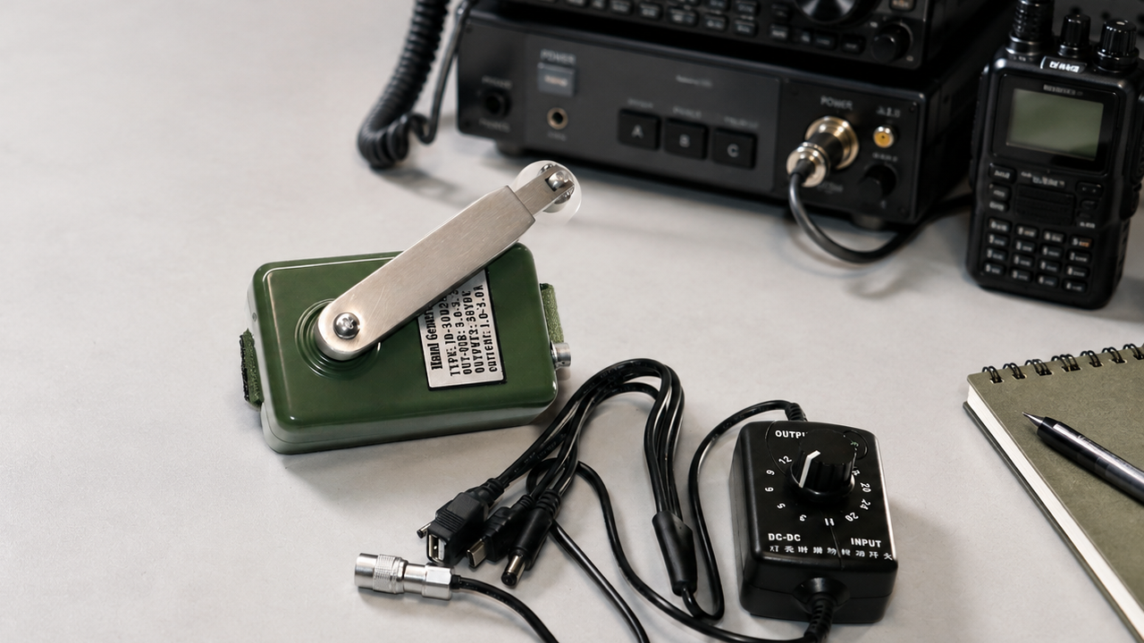 Manual power generator for emergency communication