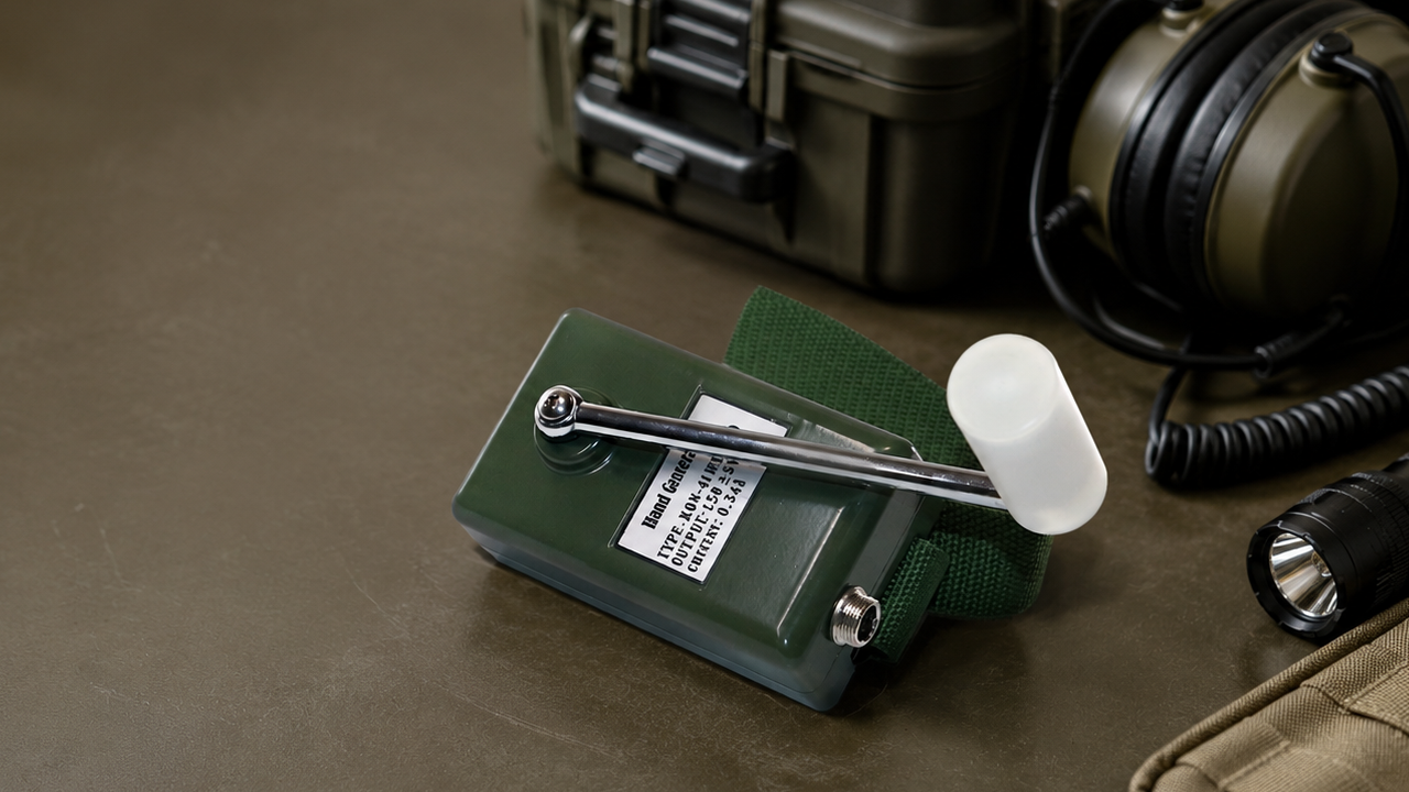 Military hand crank generator for backup power